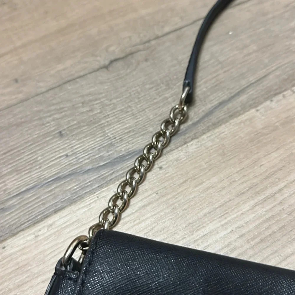 Kate Spade Black Leather Flap Crossbody Bag with silver hardware details - Picture 4 of 14